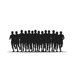 Group of runners in silhouette, focused on the race.