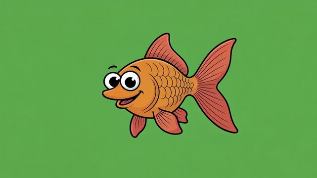 Cute vector cartoon illustration of a tropical fish swimming underwater in the ocean