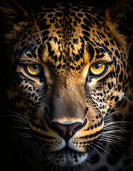 Obraz premium Hyper macro close-up of leopard eyes and face
