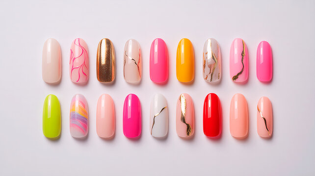 Nail Art Icons Collection: Single Artificial Nail Extensions Variety
