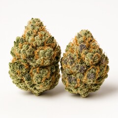 Macro Apple Fritter Marijuana Weed Buds Closeup on Blank White Empty Background Generative Illustration