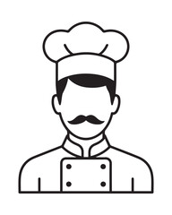 minimal chef vector black and white line art culinary professional with toque ideal for restaurant menu and signage