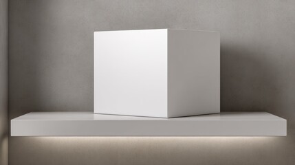 Empty white cube display shelf