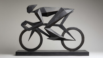 Abstract Geometric Sculpture of a Cyclist on a Bicycle image photo