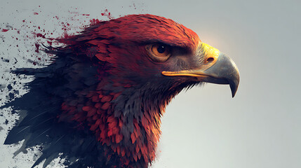 Close-up Portrait of a Red and Black Eagle Head bird