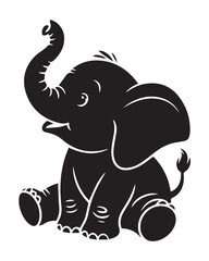 baby elephant cartoon vector illustration sitting trunk up cute mascot for kids decor nursery art