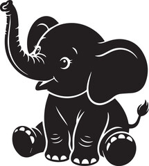 baby elephant line art vector eps ai png jpeg friendly cartoon character for children's book