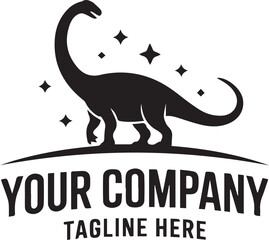 vintage style brachiosaurus logo for company vector emblem long neck dinosaur silhouette for branding