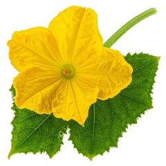 Vibrant yellow flower atop lush green leaves