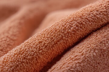 Peach textured fabric fold, macro detail
