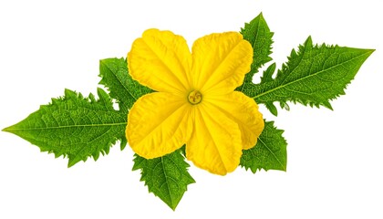Vibrant yellow flower with green leaves