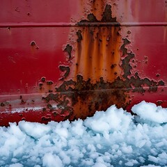 Fototapeta premium Weathered Beauty: Evocative Rust and Ice Texture for Industrial Design and Arctic Exploration Concepts