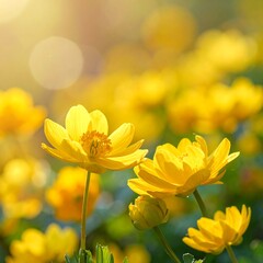 Vibrant yellow flowers in sunlight