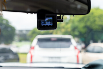 Car windshield view and car front video camera,Car CCTV camera video recorder for driving safety on...