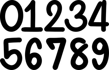 Black Handwritten Numbers 0–9 Set