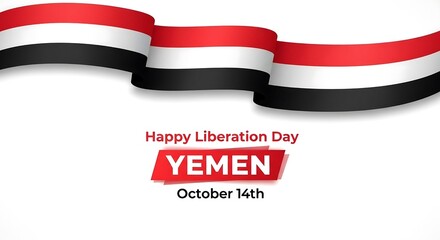 Waving flag of yemen celebrates liberation day on october 14th with festive design