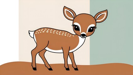 Flat style deer artwork – simplified silhouette with solid colors, emphasizing antlers and posture, perfect for modern digital illustrations.
