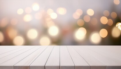 empty white table blurred on soft light gently bokeh background