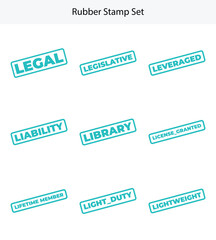 Fototapeta premium Cyan Word Stamps Set Isolated on White Background, Legal, Library, Legislative