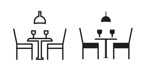 Dining table icons simple vector set. logo sign symbol set