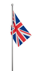 united kingdom flag on a pole, transparent background