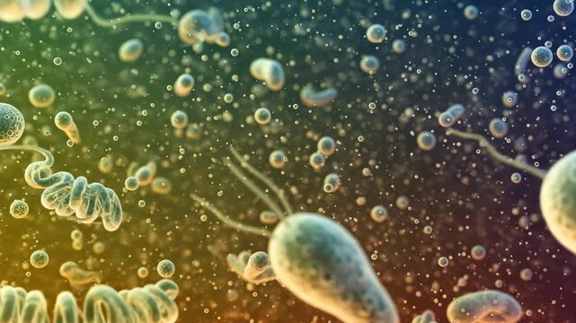 Microscopic View Diverse Bacteria Microbes Science, 4k video footage