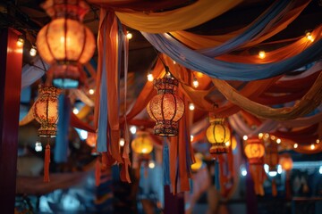 Illuminating lantern festival night market photography colorful decorations close-up cultural celebration