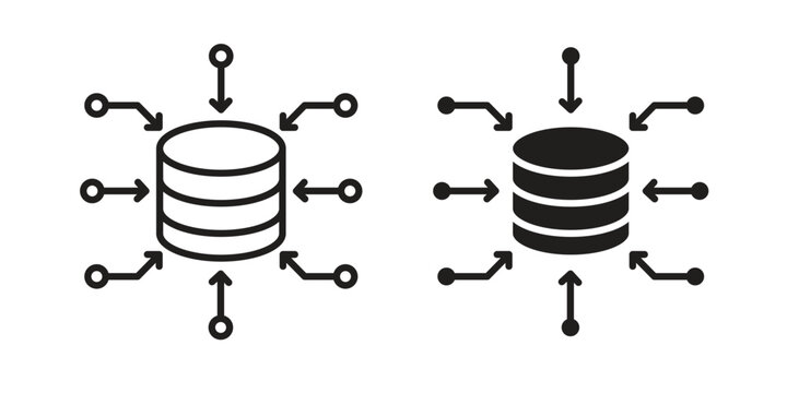 Data aggregation icons simple vector set. logo sign symbol set