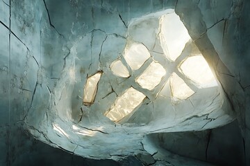 Architectural composition featuring hollow fractured walls adding dimension