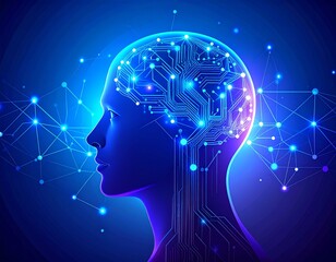 human head with connection dotted