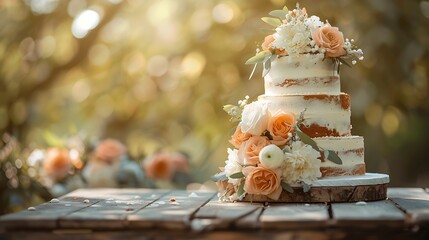 Elegant Wedding and Celebration Cakes in Beautiful Outdoor and Indoor Settings