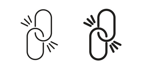 Broken link icons simple vector set. logo sign symbol set