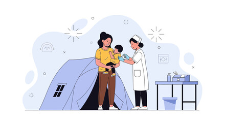 Vaccination campaign in a refugee camp protecting children's health and well-being through