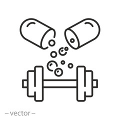 fit supplements icon, dumbbells and sports vitamins, thin line web symbol on white background - editable stroke vector illustration