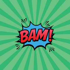 Comic Book Sound Effect BAM Art Vector Set Colorful Comic Onomatopoeia – Action Words in Retro Pop Style	