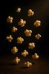 Floating Popcorn Above a Red Striped Box