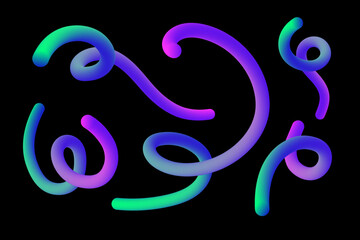 Colorful 3D Gradient Swirls and Doodle Elements for Backgrounds, Posters, Invitations and Modern Design