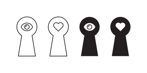 Keyhole icons with heart and eye