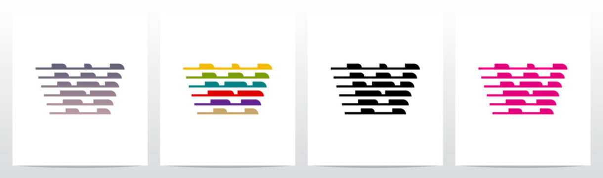 Horizontal Lines Window Blinds Letter Initial Logo Design W