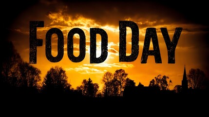 Poster showing farmland silhouette glowing under text "Food Day"
