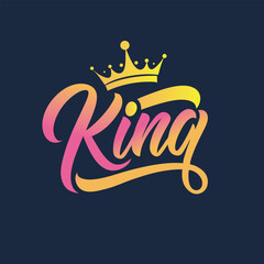 King lettering vector illustration, perfect for royaltythemed designs, apparel prints, and social media posts, adding a touch of majesty to your creations