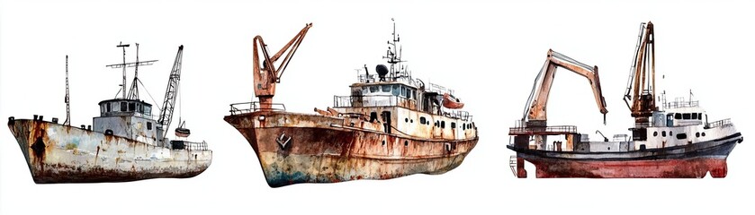 Urban exploration mystery vintage Abandoned Vintage Fishing Boats in Various States of Decay