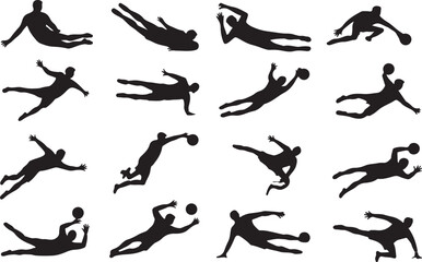 Goalkeeper save silhouette vector on white background