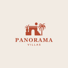 vintage palm tree house logo