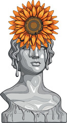 Woman with Floral Hair Silhouette Illustration
