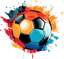 A black leather soccer ball engulfed in flames is an intense symbol of the sport and competition