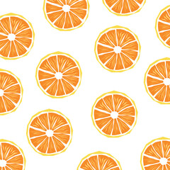 Vector illustration of sliced oranges on a white background, perfect for food-related designs and citrus-themed projects