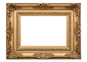 Ornate antique gold picture frame with intricate carvings and decorative details