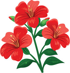 Elegant vector illustration of a beautiful bouquet of red and white lilies, perfect for a floral spring or summer design pattern or card