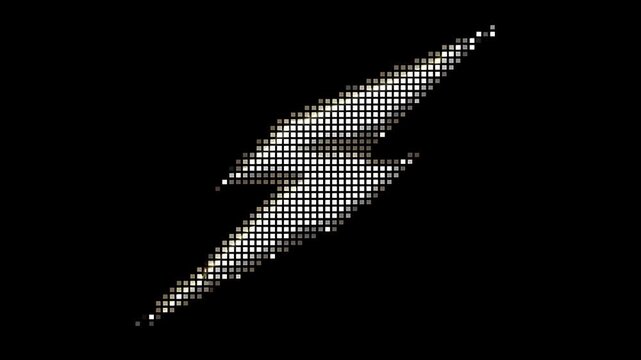 Dynamic led lightning bolt animation in darkness with bright pulsating lights
